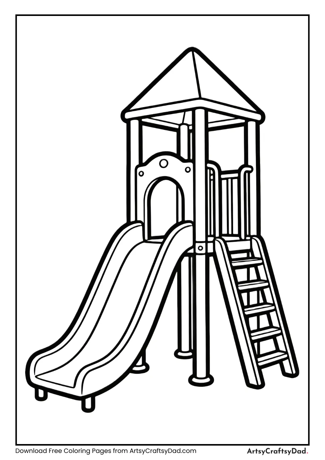 Playground slide coloring page for kids
