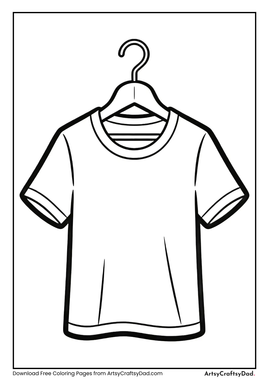 Black and white T-shirt outline for coloring