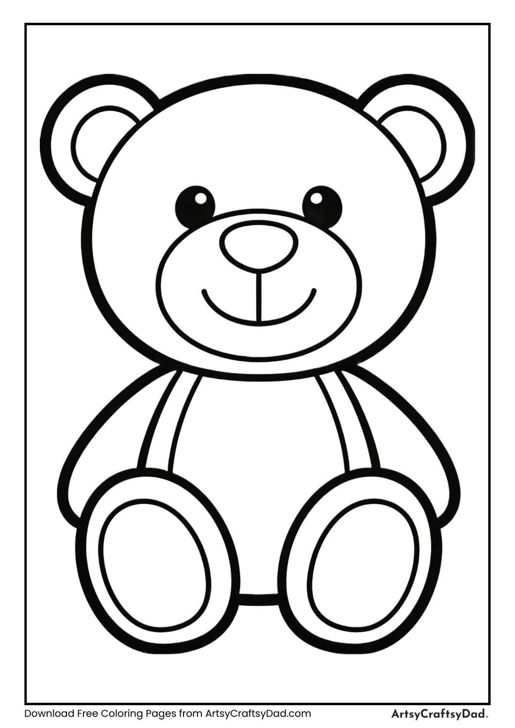 Black and white teddy bear toy coloring page for kids