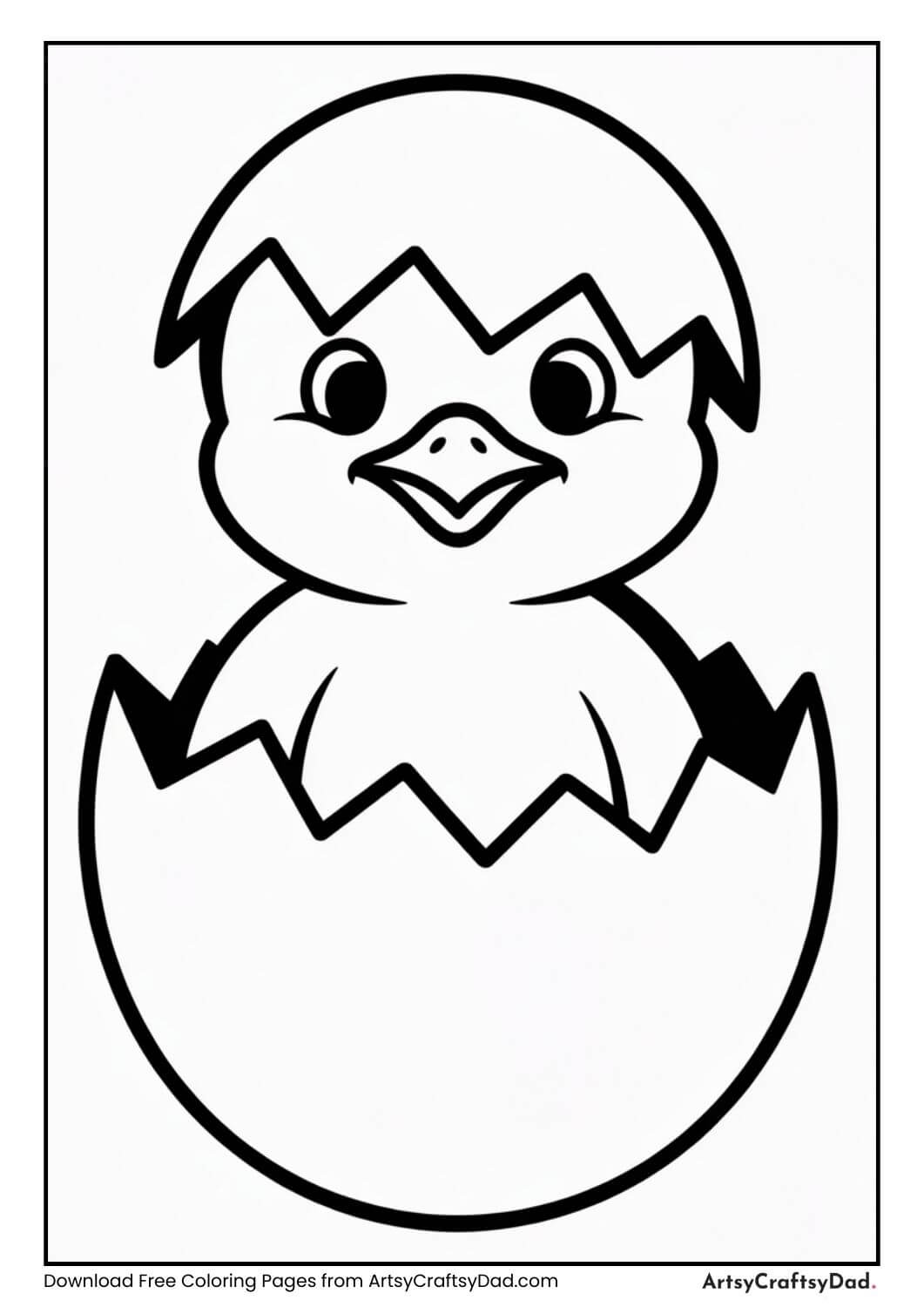 Baby chick hatching coloring page