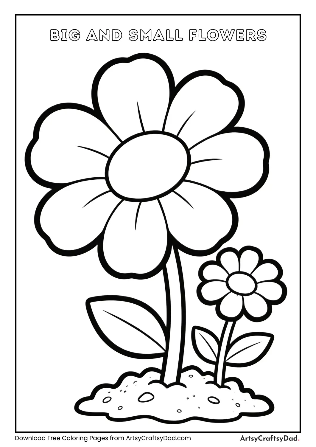 Big flower and small flower coloring page