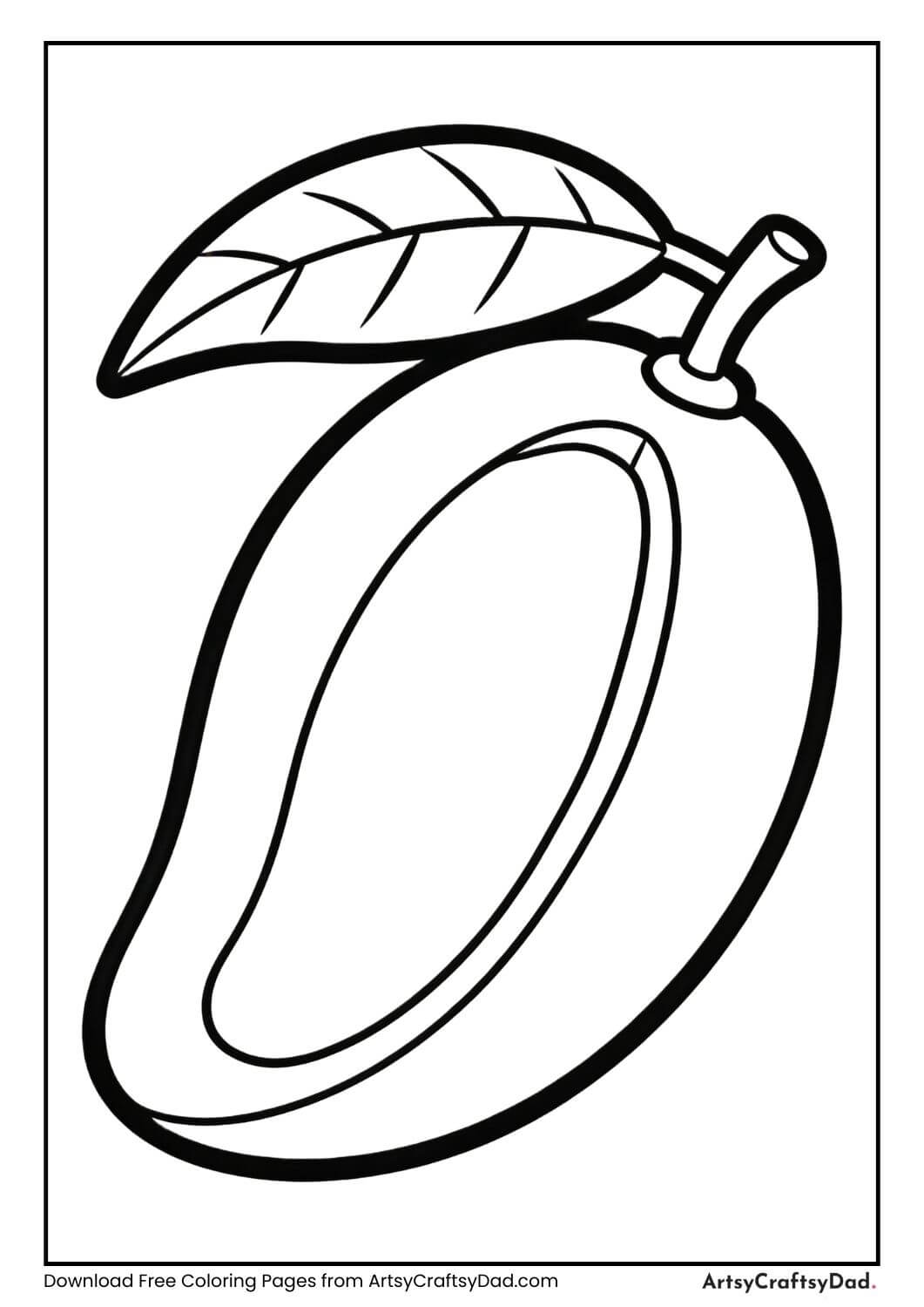 Black and white mango coloring page for kids