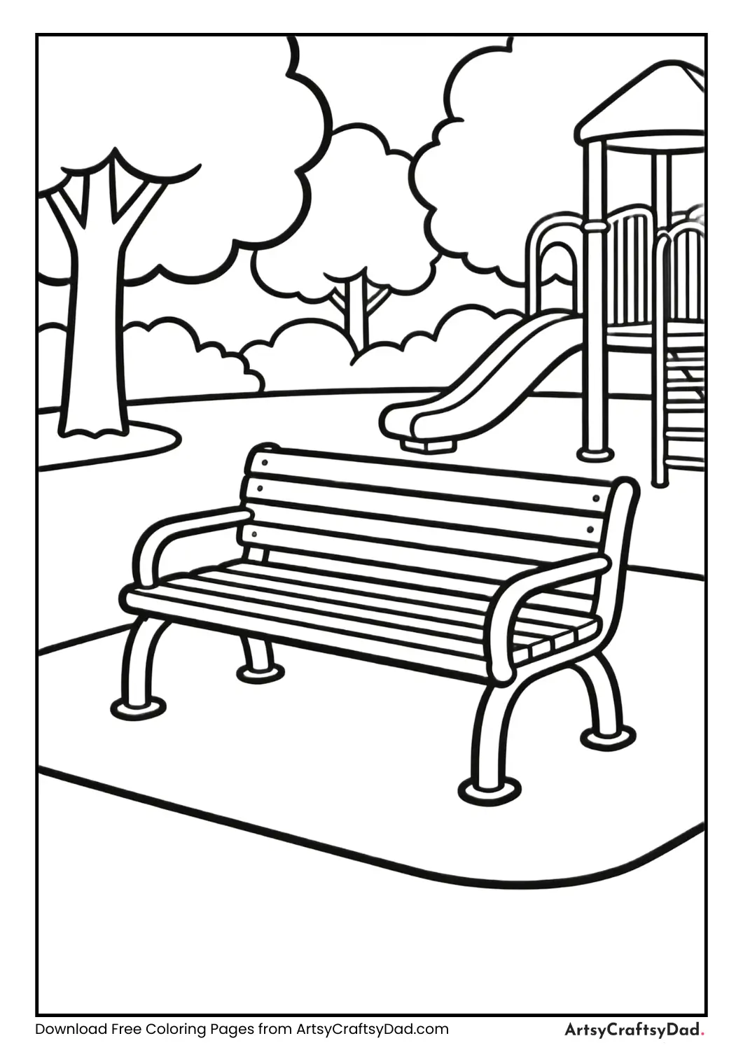 Playground bench coloring page