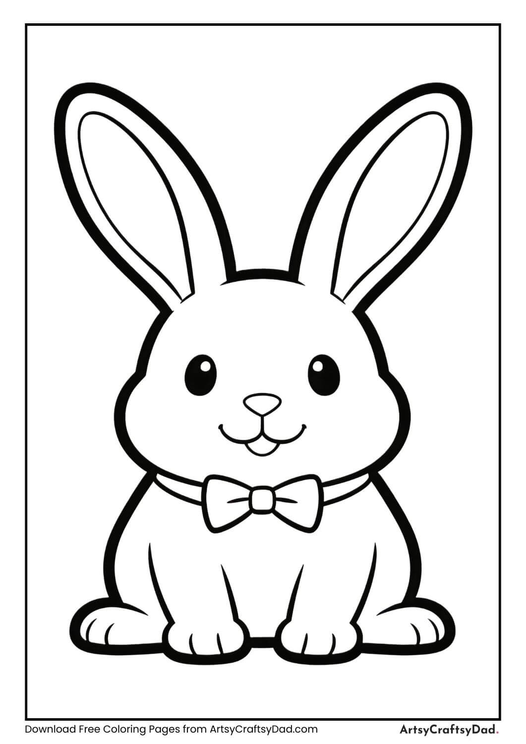 Rabbit wearing bow tie coloring page