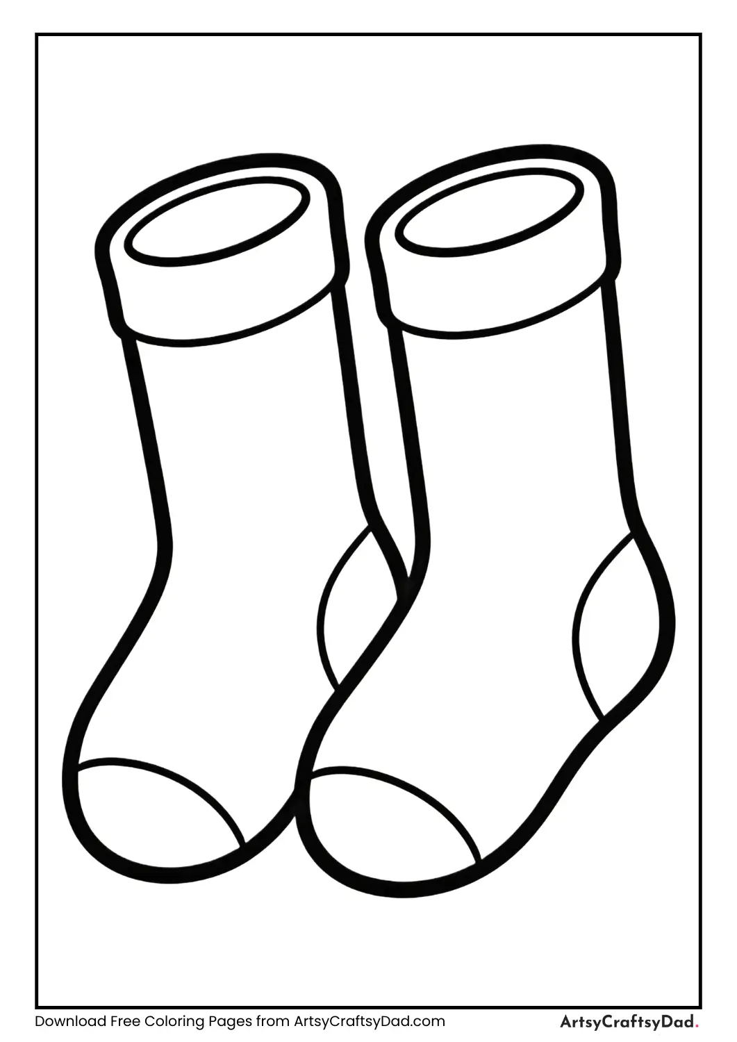 Black and white socks outline for coloring