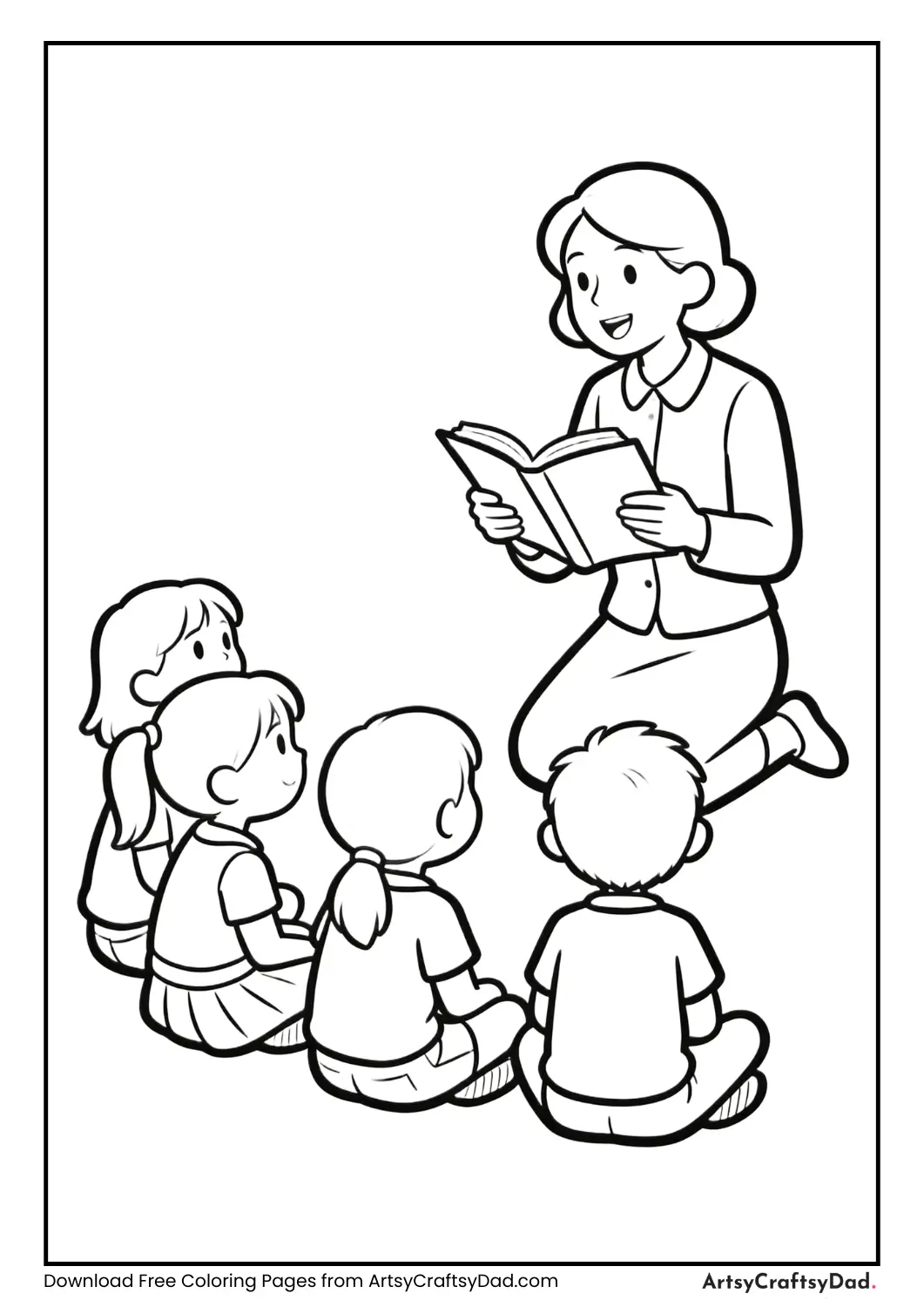 Teacher reading story to students in classroom