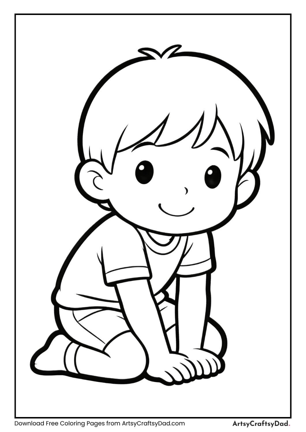 Child doing child’s pose yoga coloring page