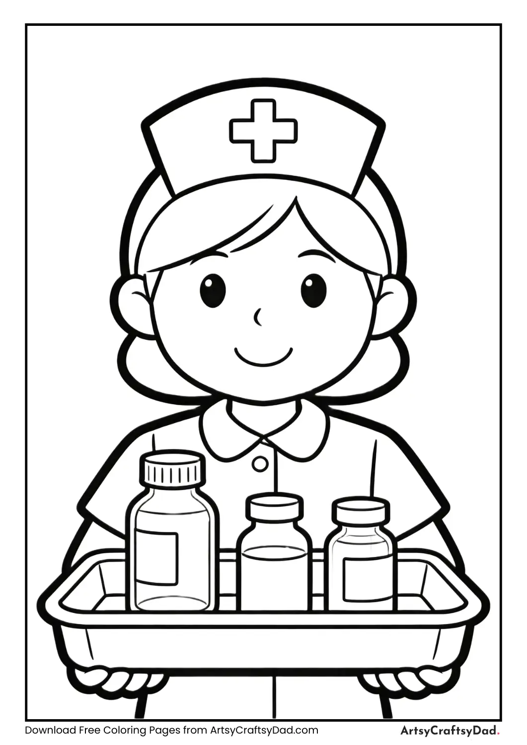 Nurse’s tray with medicine bottles