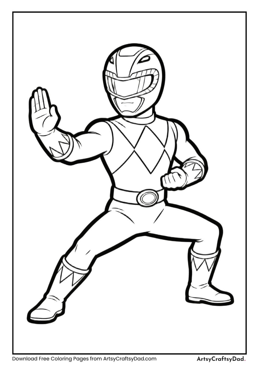 Power Ranger martial arts pose coloring sheet