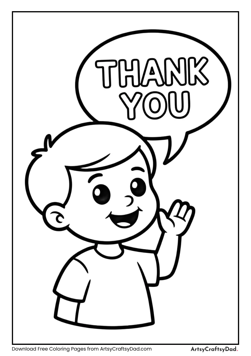 Child saying thank you polite habit coloring page