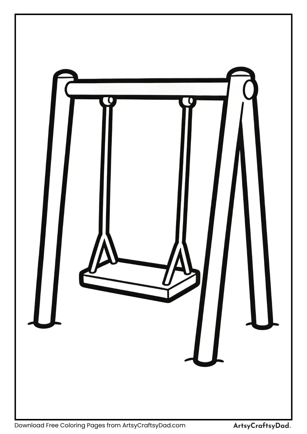 Swing set coloring page for kids