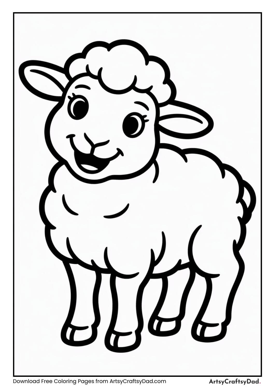 Baby sheep fluffy coloring page