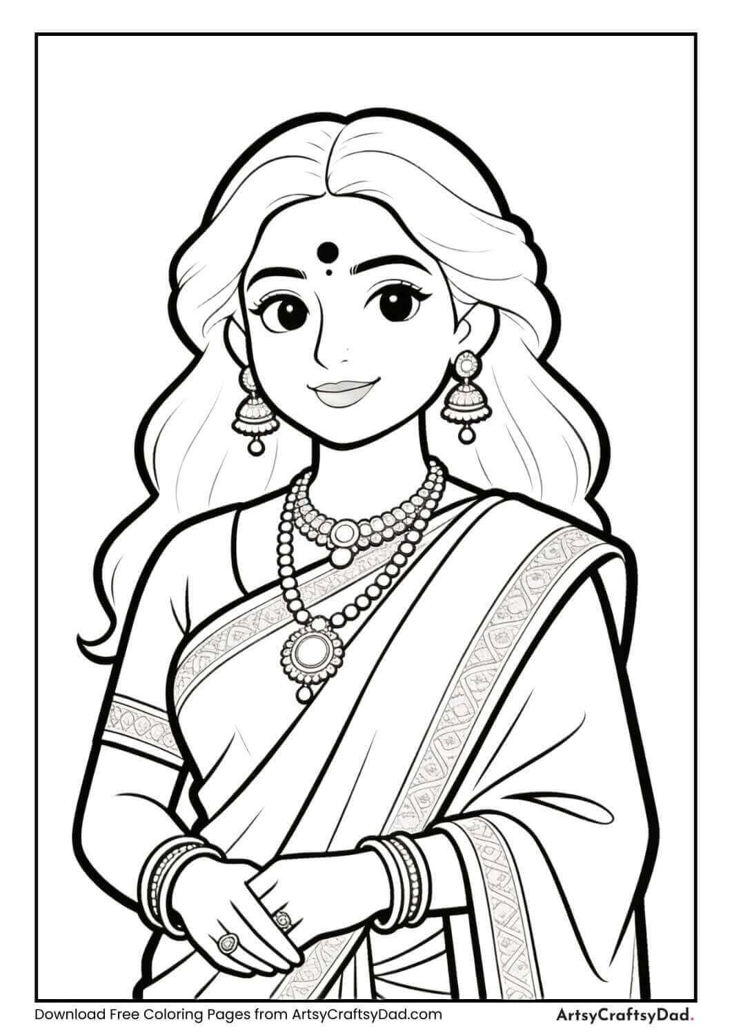 Bengali woman in saree with traditional jewelry