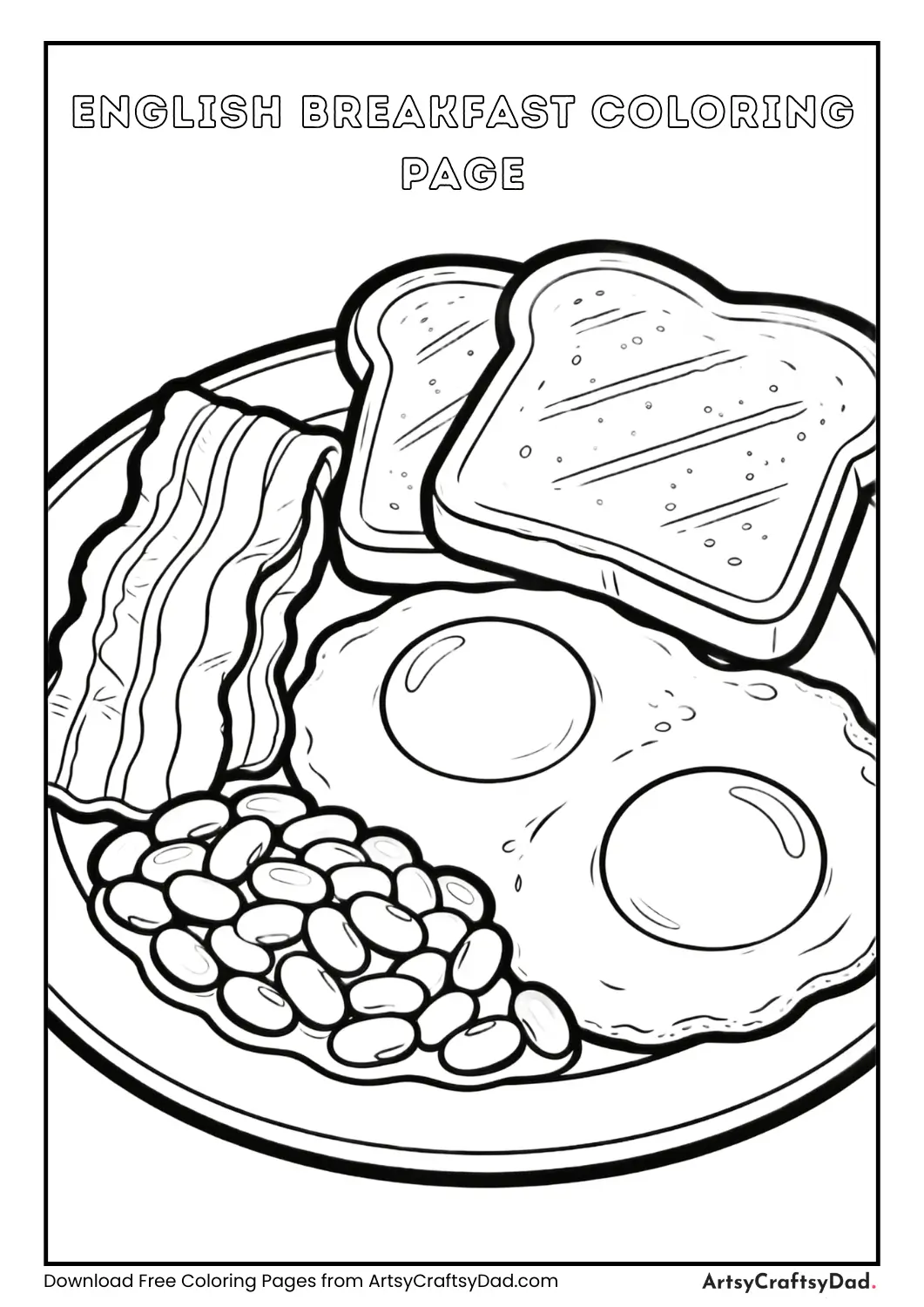 Traditional English breakfast coloring page for children
