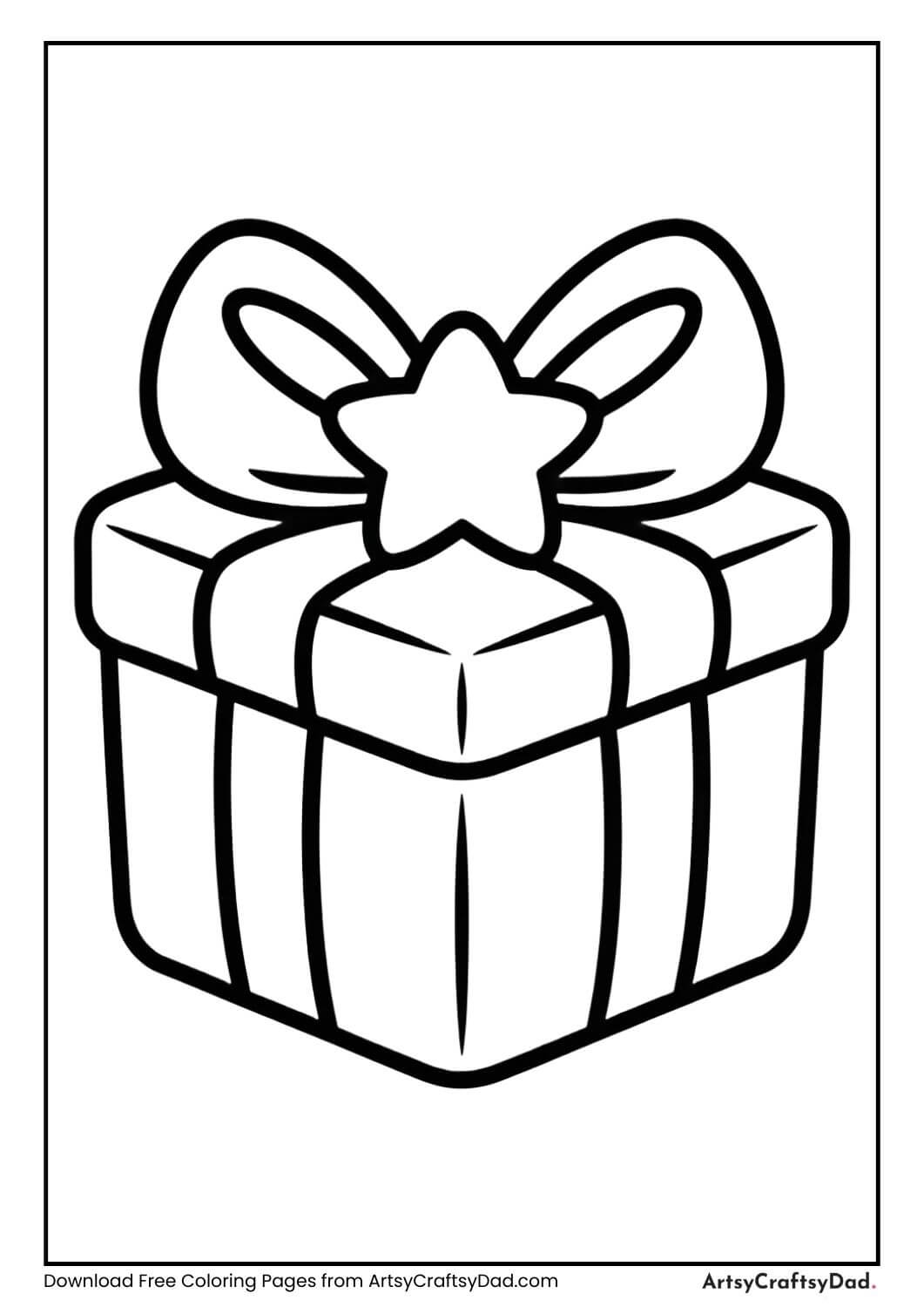 Gift box with star-shaped bow