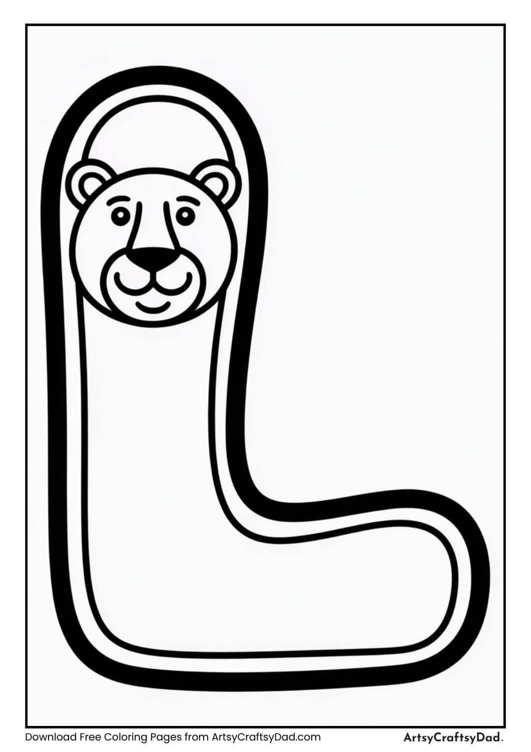 Alphabet L lion coloring page for children