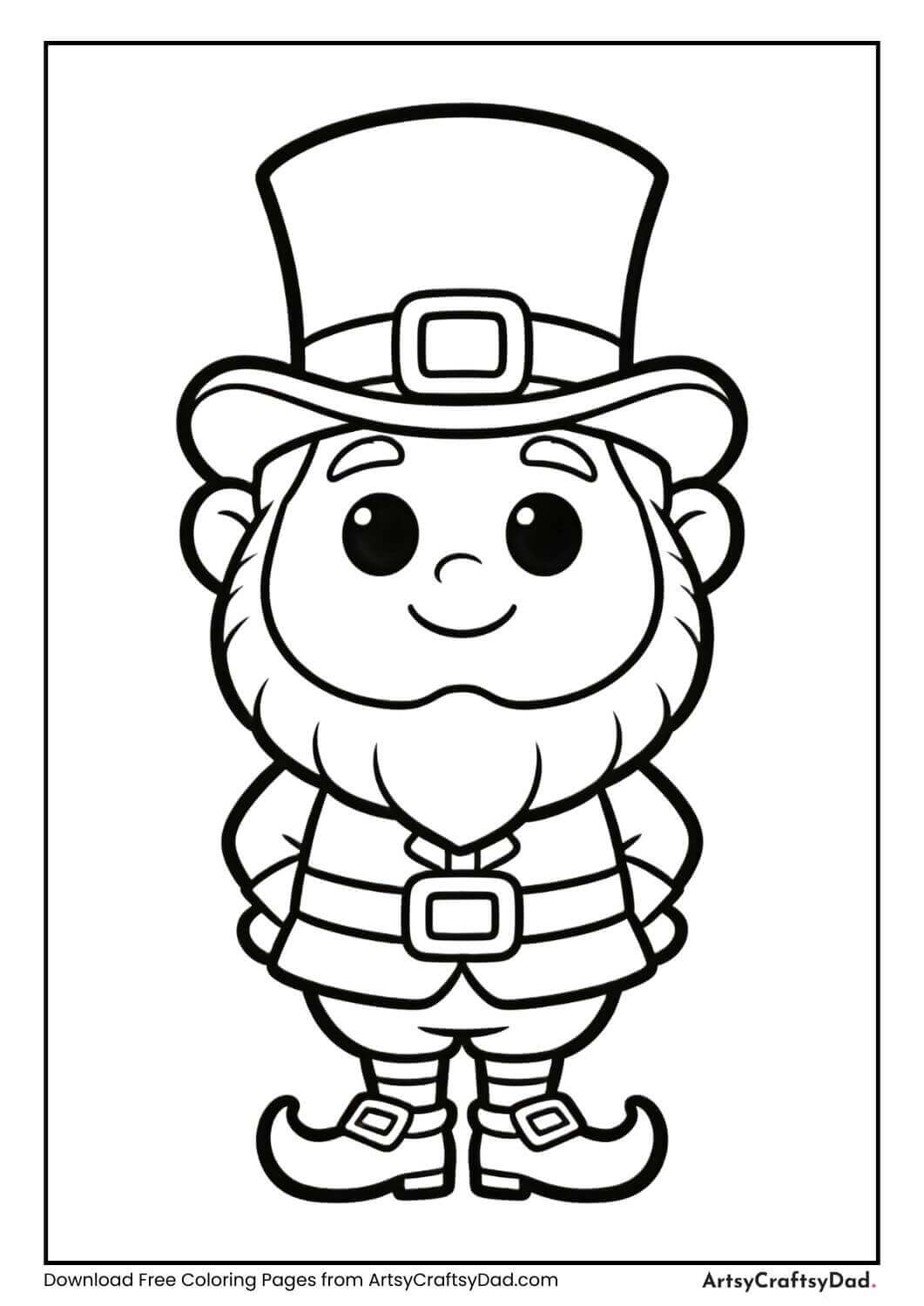Magical leprechaun creature coloring page for kids