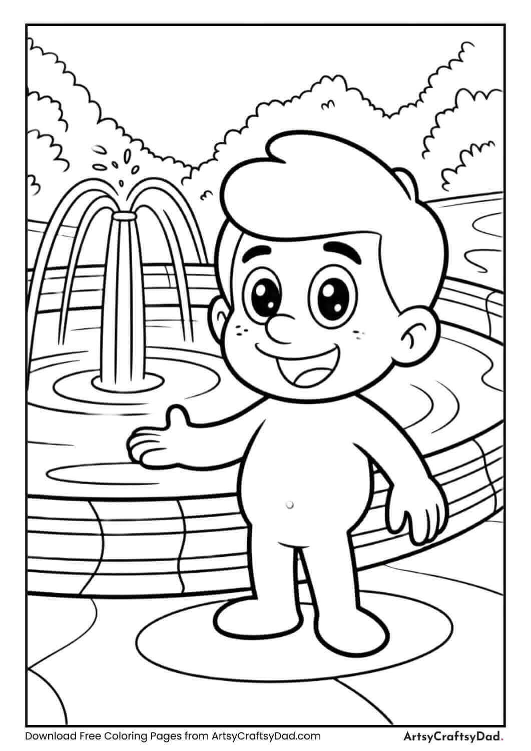 Swimming pool with a small water fountain