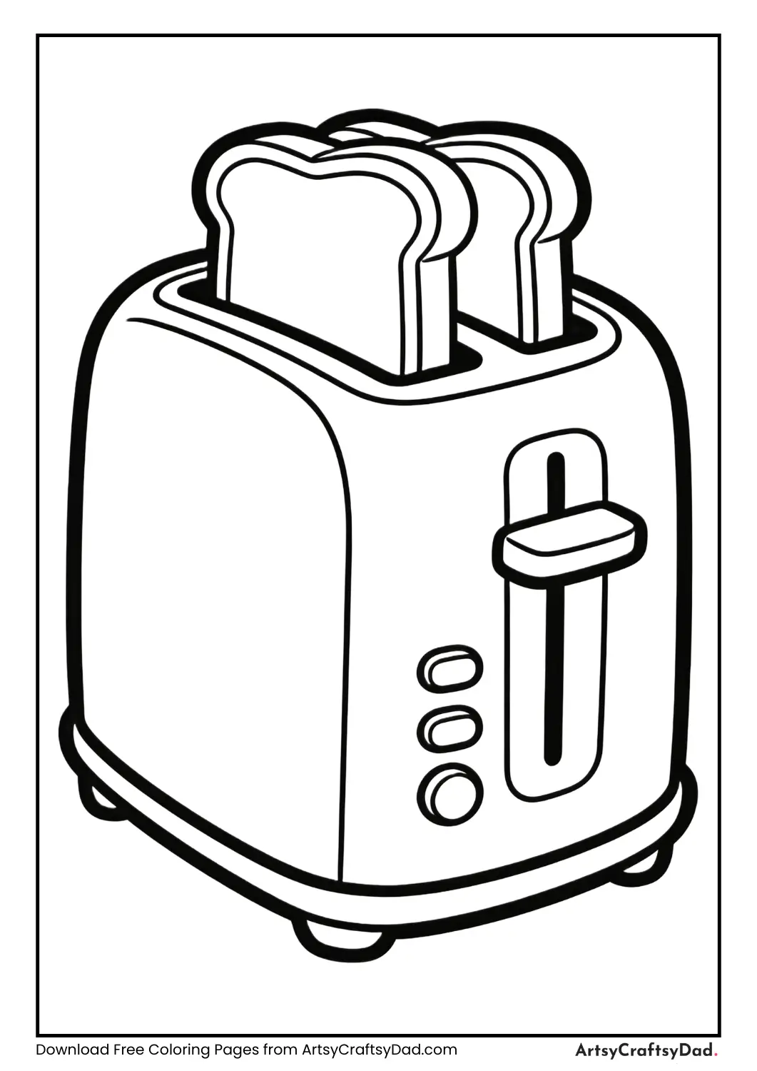 Black and white toaster coloring page for Grade 1