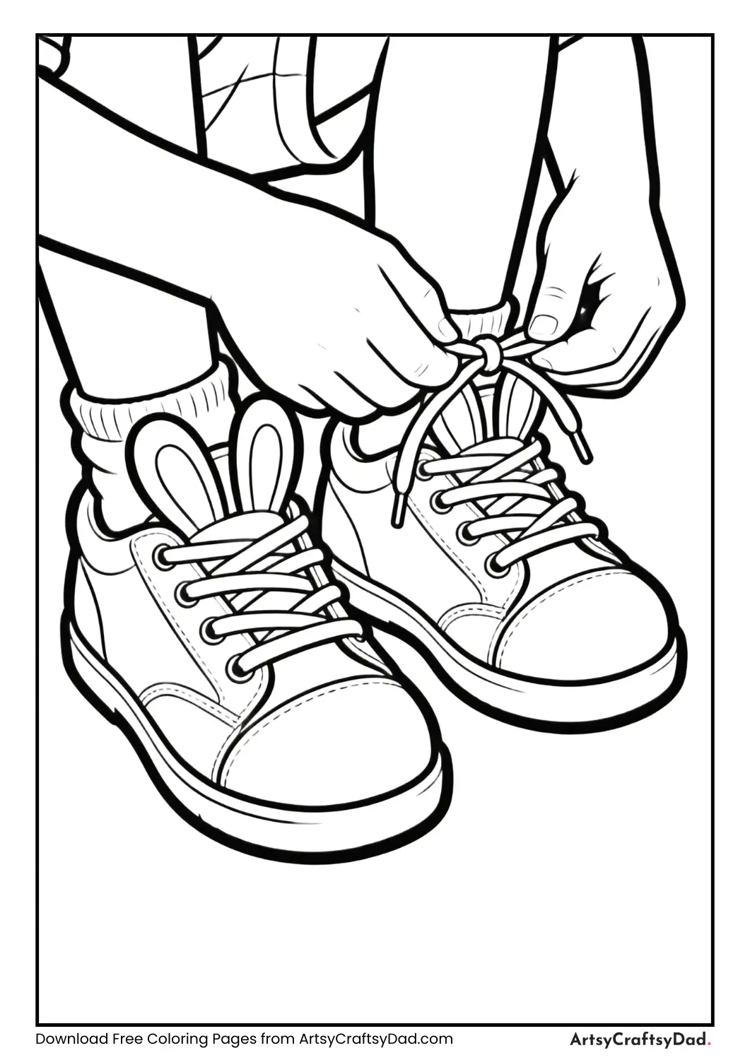 Bunny ear loops used for tying shoelaces