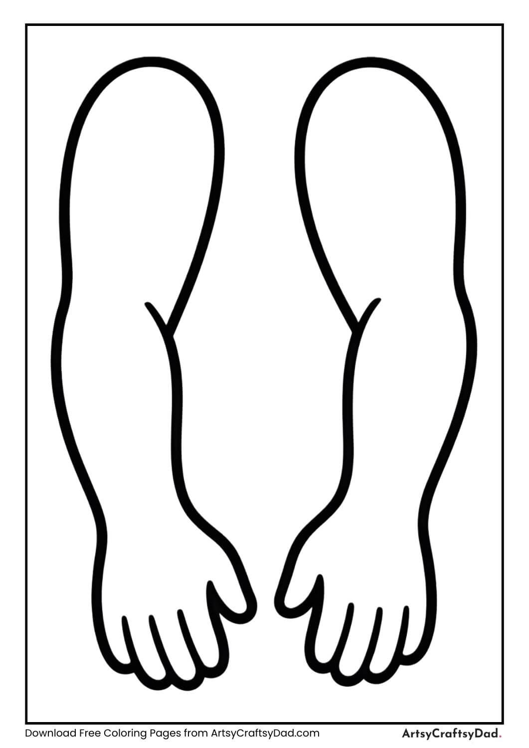 Human arms and hands coloring page