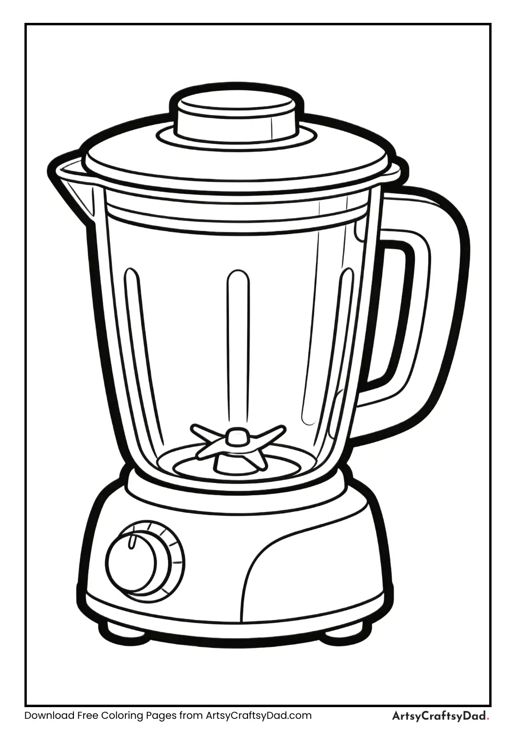 Black and white mixer grinder coloring page for kids