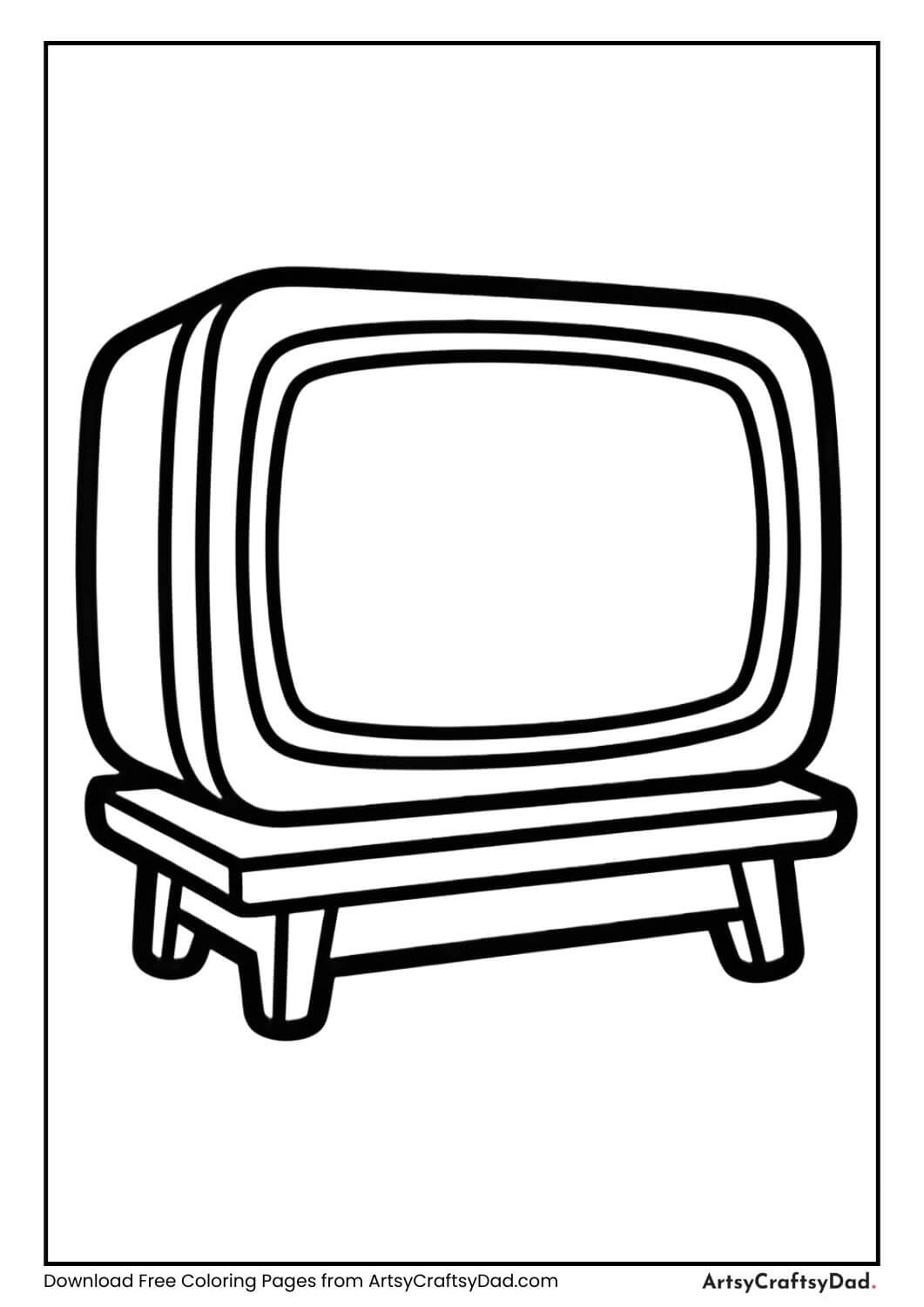 Television black and white coloring page