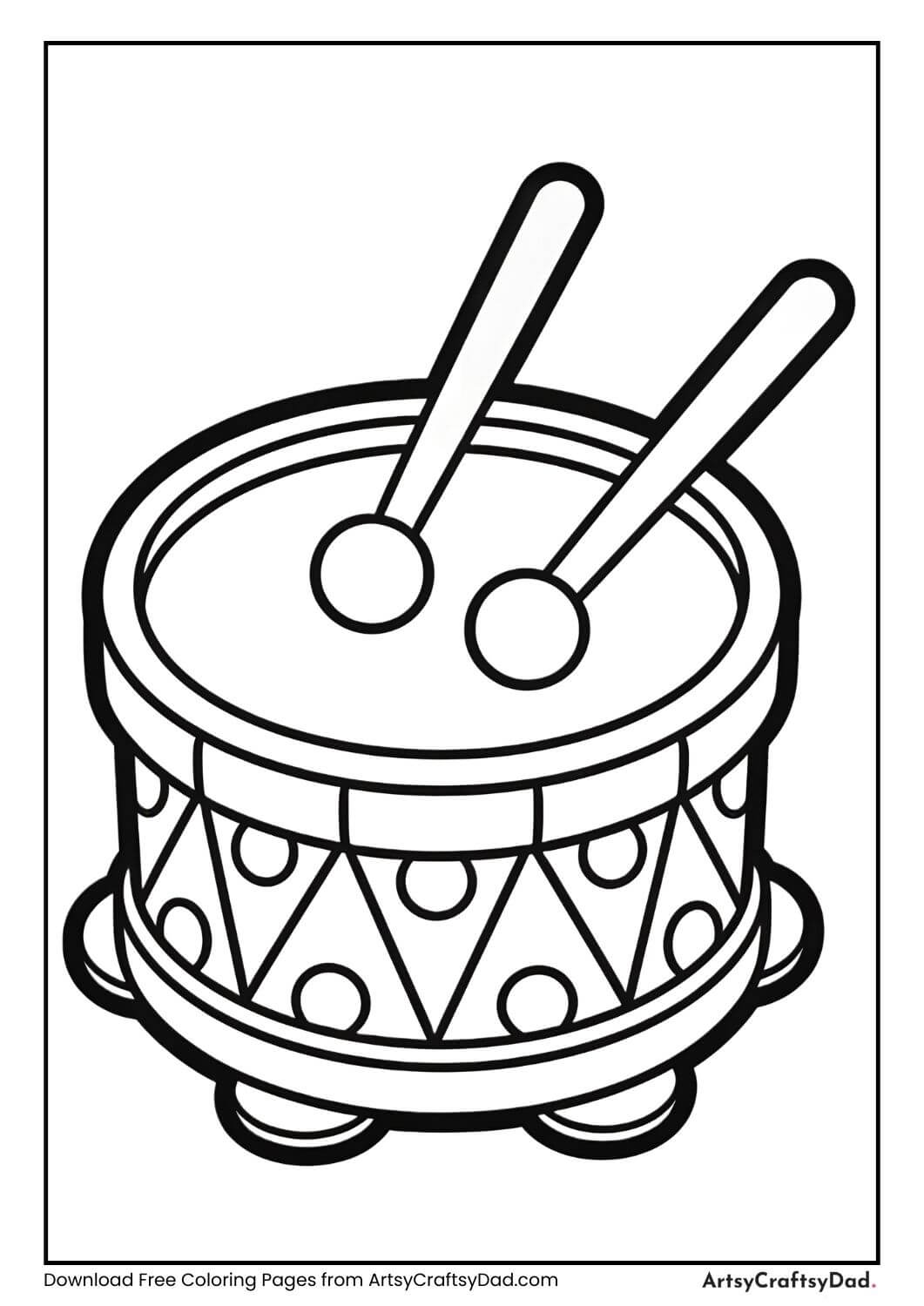 Toy drum black and white coloring page