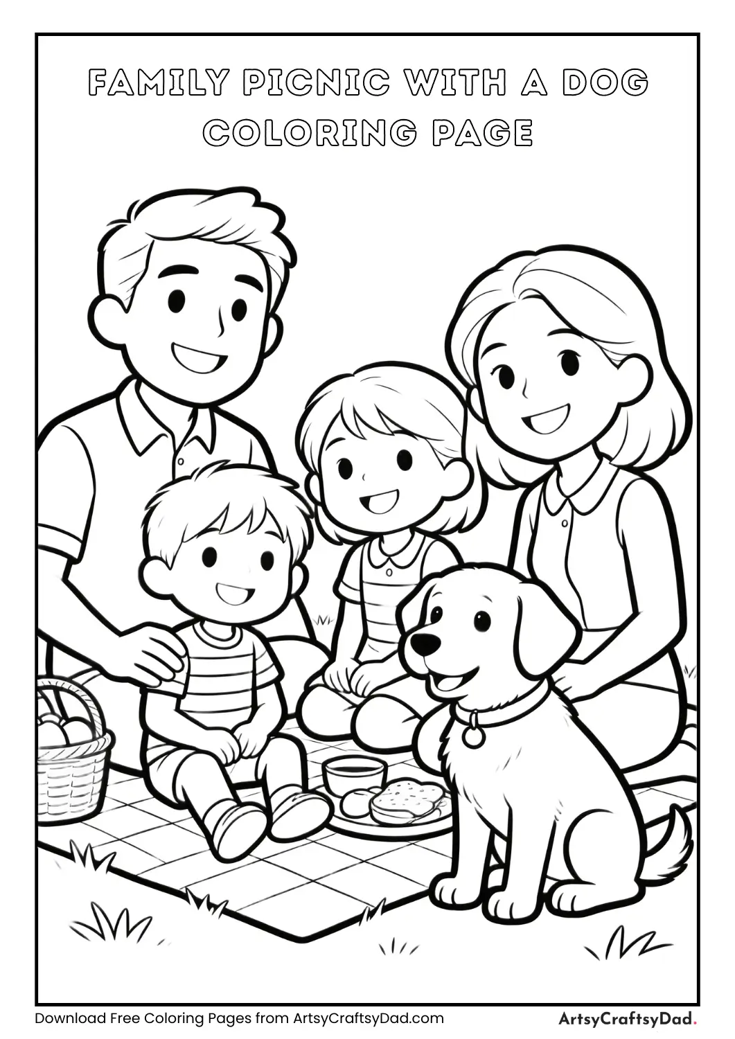 Family picnic with a dog