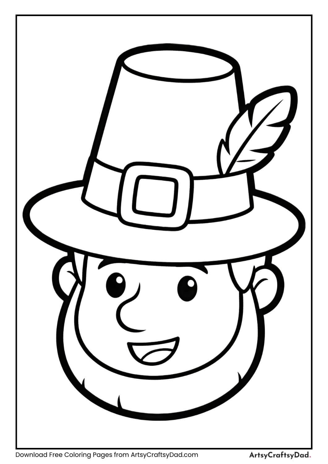Pilgrim hat with feather coloring page