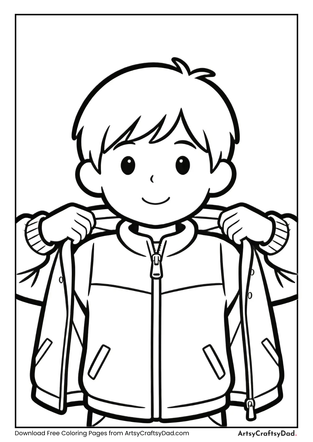 Child wearing a jacket in the morning.
