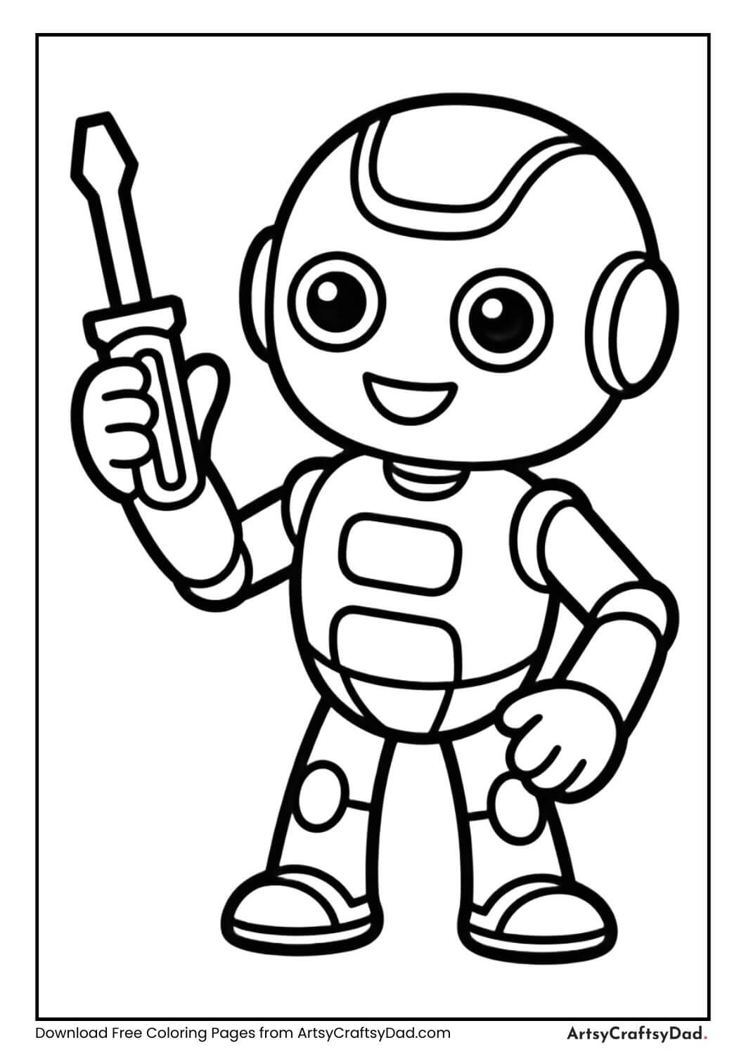 Robot holding a tool with simple body design