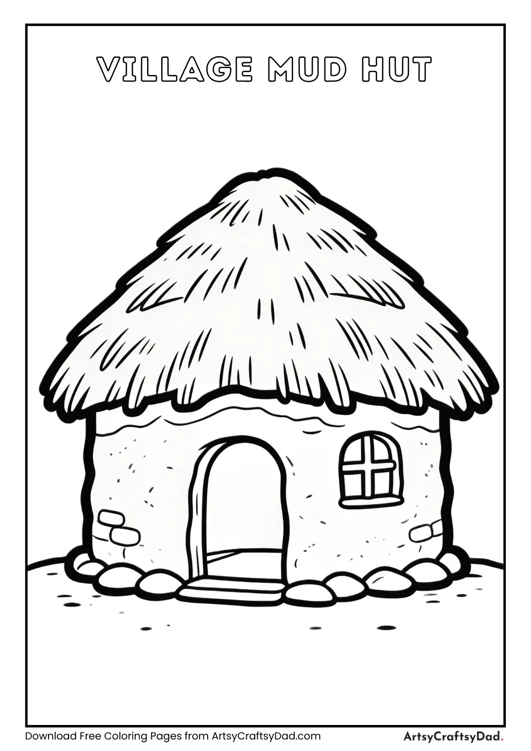 Traditional mud hut with a thatched roof