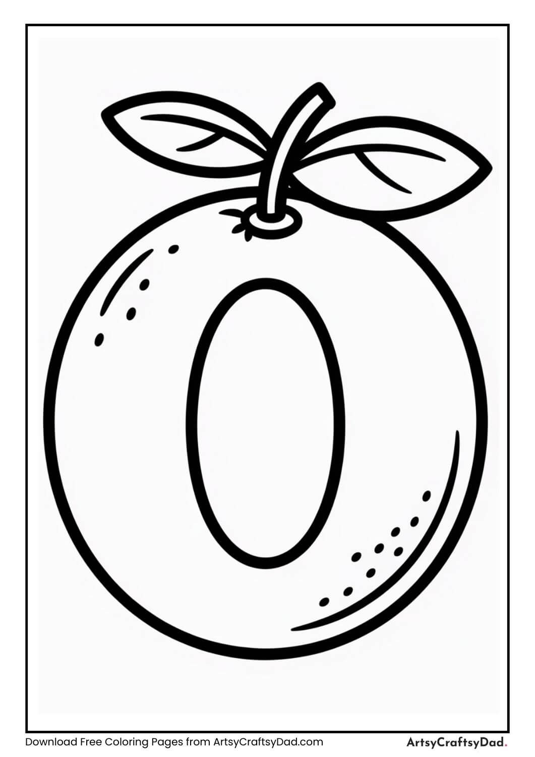 Letter O orange coloring page for kids