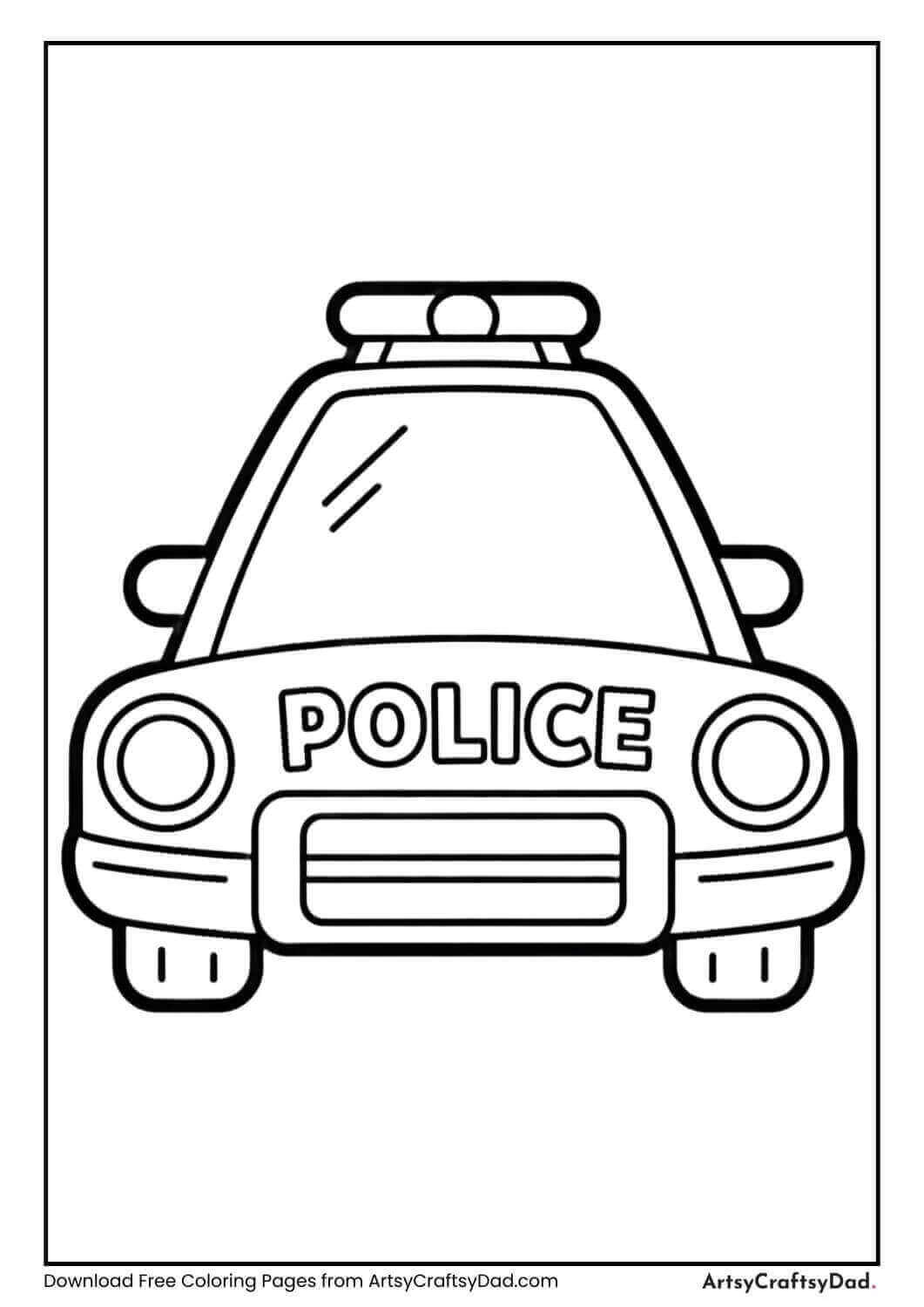 Police car with POLICE text coloring page