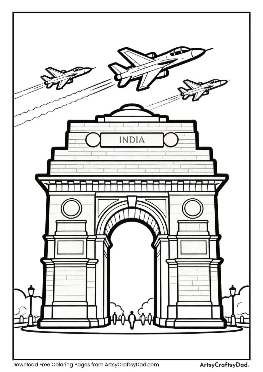 Air force jets Republic Day coloring page