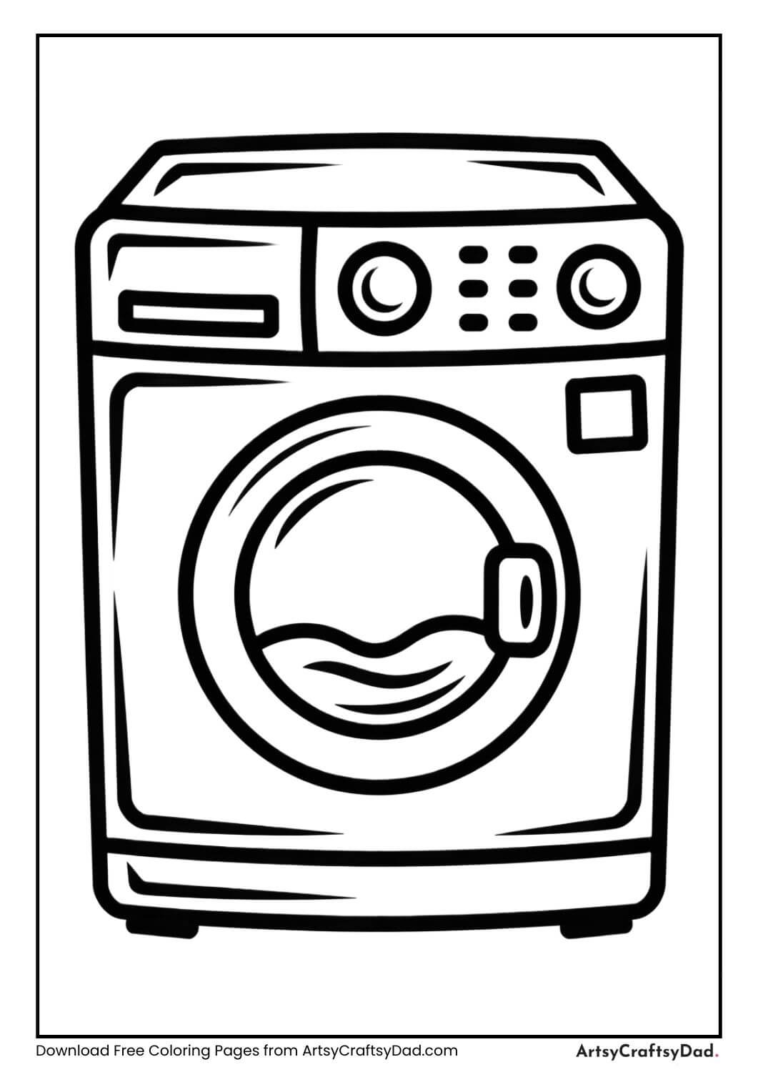 Washing machine black and white coloring page