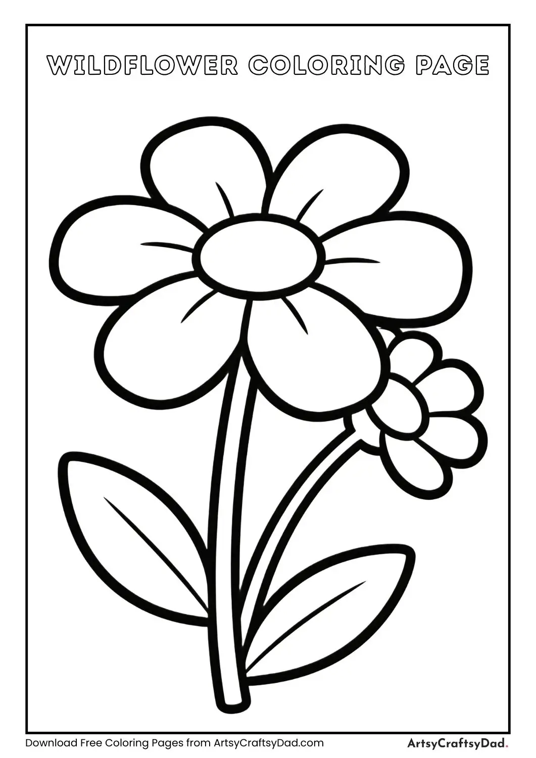 Simple wildflower coloring page for kids
