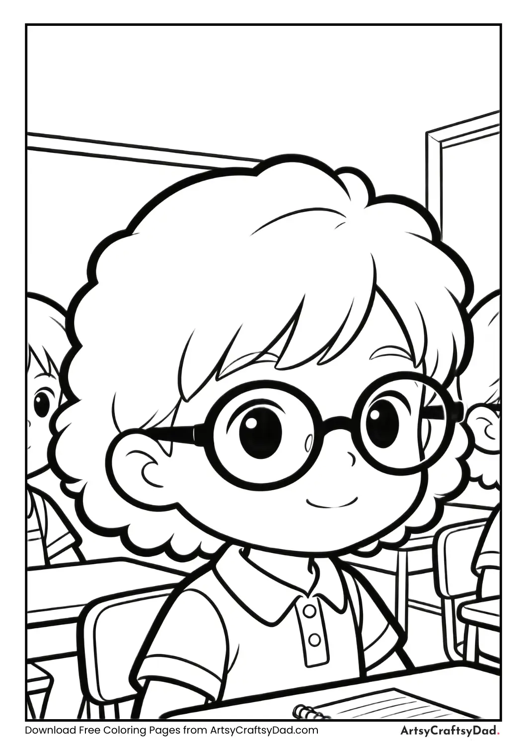 Children wearing glasses in a classroom