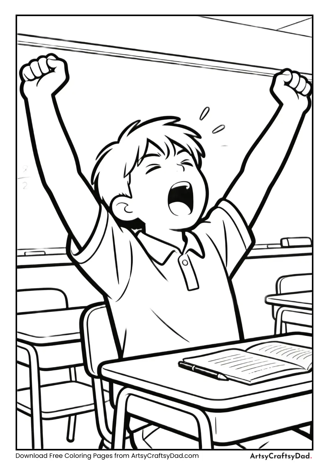 Student stretching and yawning during long exam