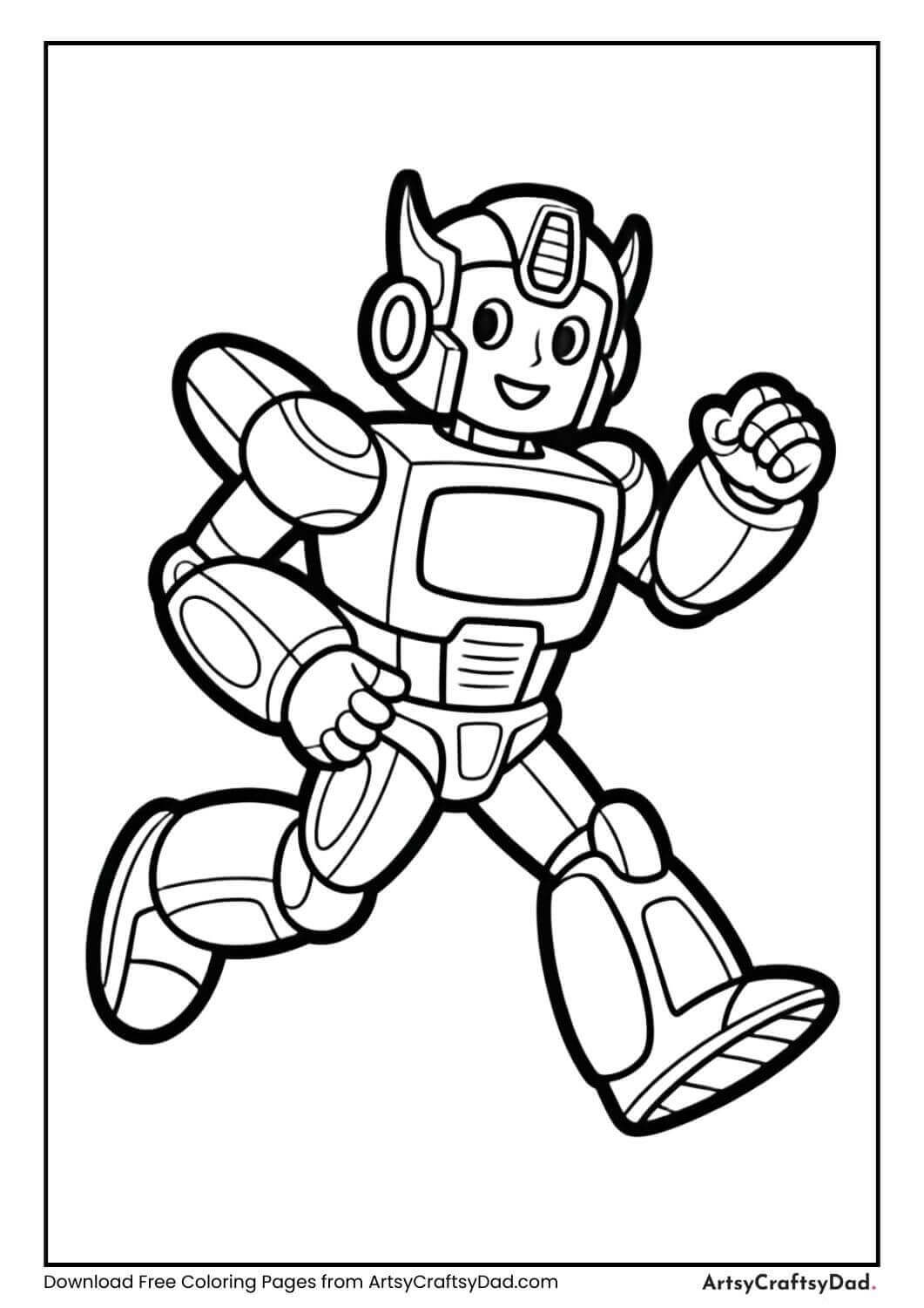 Running Transformers robot coloring page