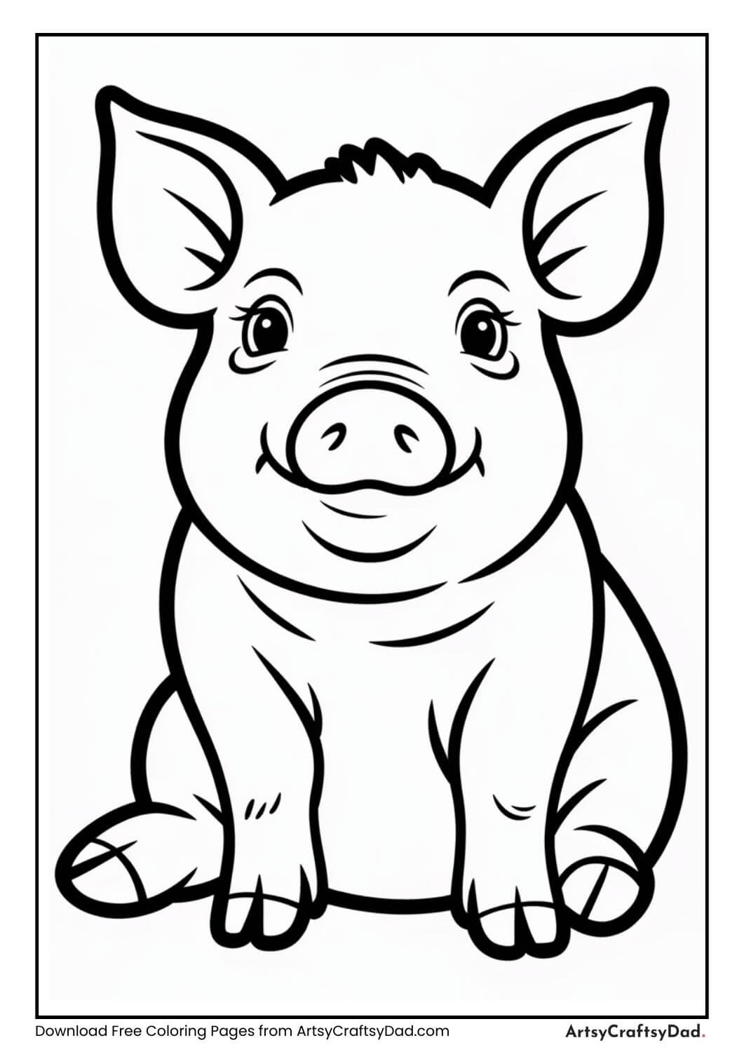 Baby pig smiling coloring page