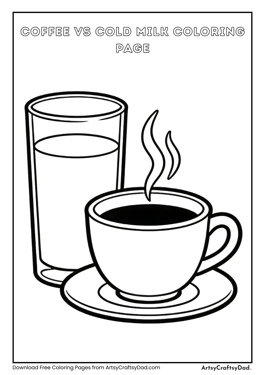 Cup of hot coffee versus glass of cold milk