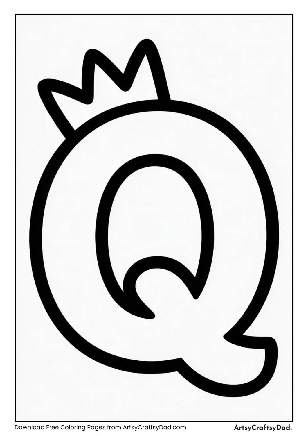 Letter Q queen coloring page for kids