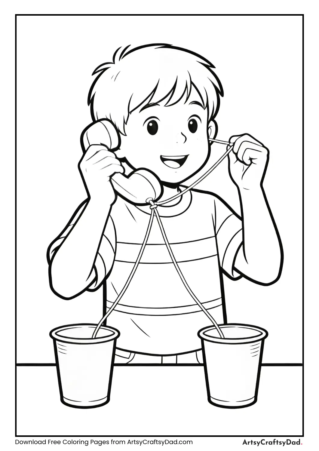 String telephone sound experiment coloring page