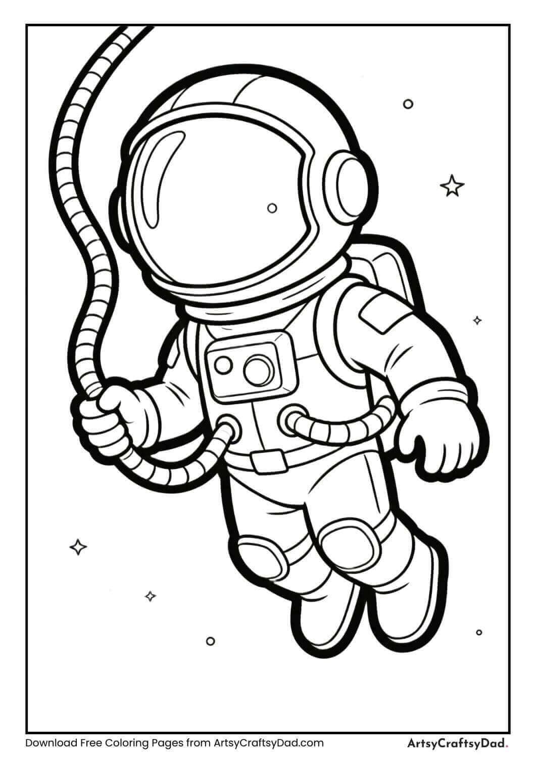 Astronaut on a spacewalk with tether