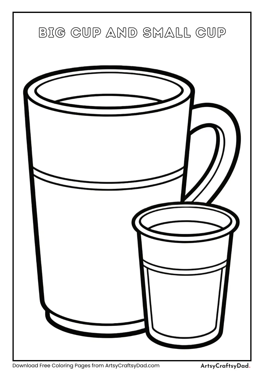 Big cup and small cup coloring page