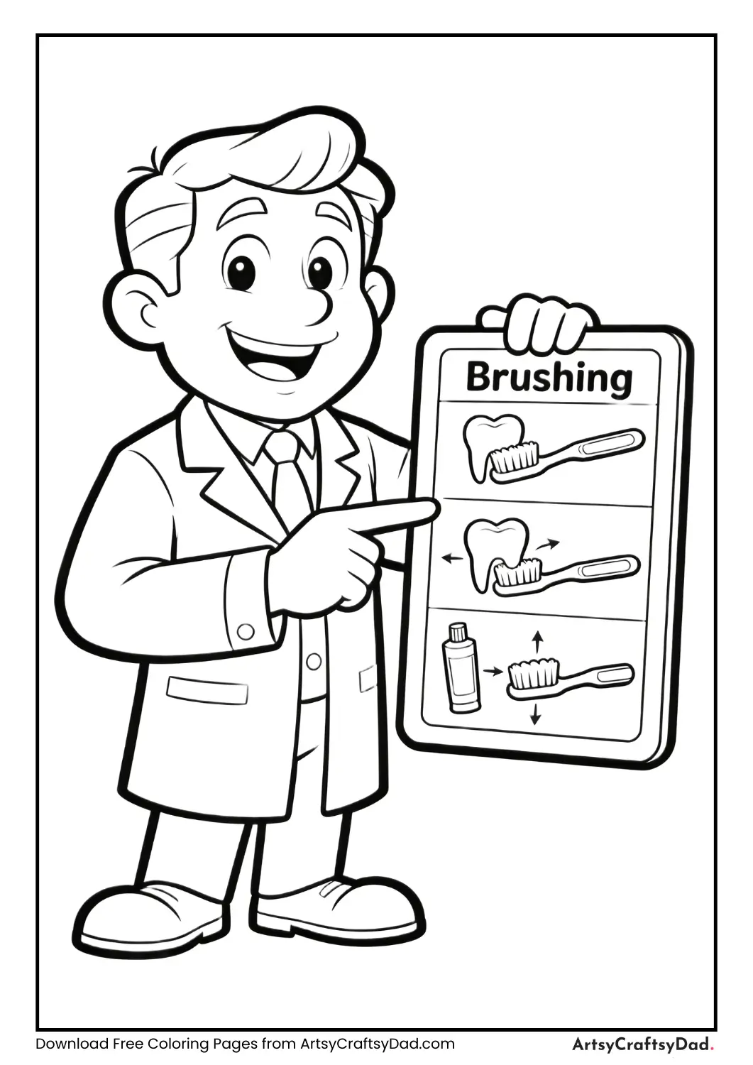 Dentist explaining dental chart to child