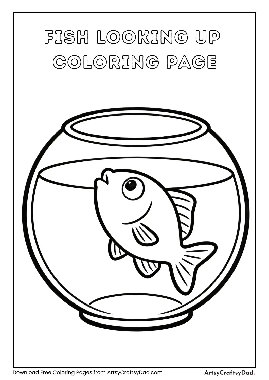 Fish looking up in bowl coloring page
