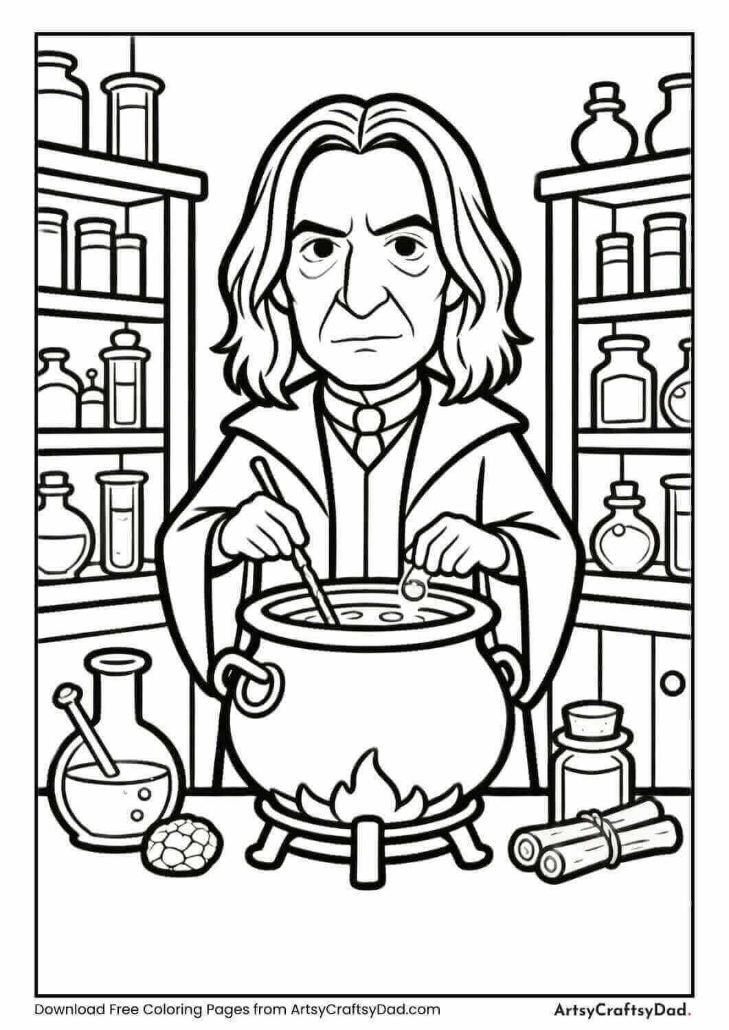 Professor Snape potions class coloring page